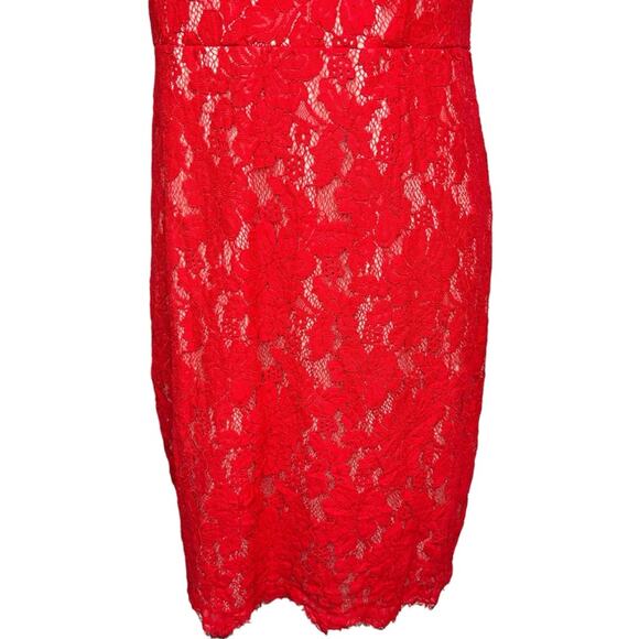 Sans Souci Red Lace Halter Sleeveless bodycon Dress Size XL - Picture 6 of 13